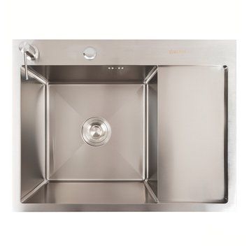 Kitchen sink CM 65*50 L stainless steel VALESO Handmade (round siphon 3.0/0.8)