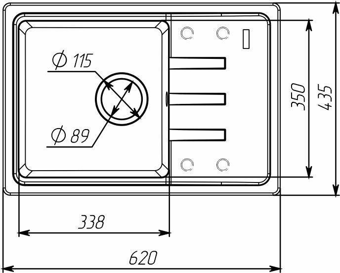 Granite kitchen sink VALESO LIANA 6243 matte titanium