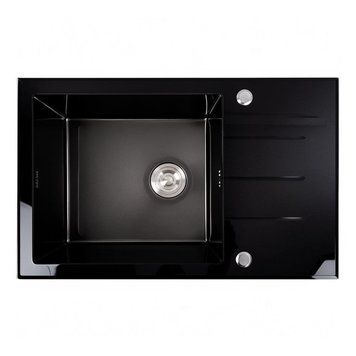 Glass kitchen sink CM 78*50 PVD VALESO Handmade black