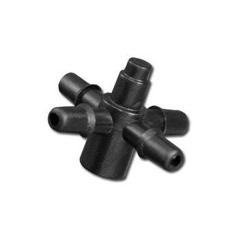 Cross connector for emitters and drippers, 4mm inlet, 4 outlets for 3x5mm tube, DSK-5135L4