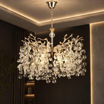 Crystal pendant chandelier VALESO E2705/6, gold